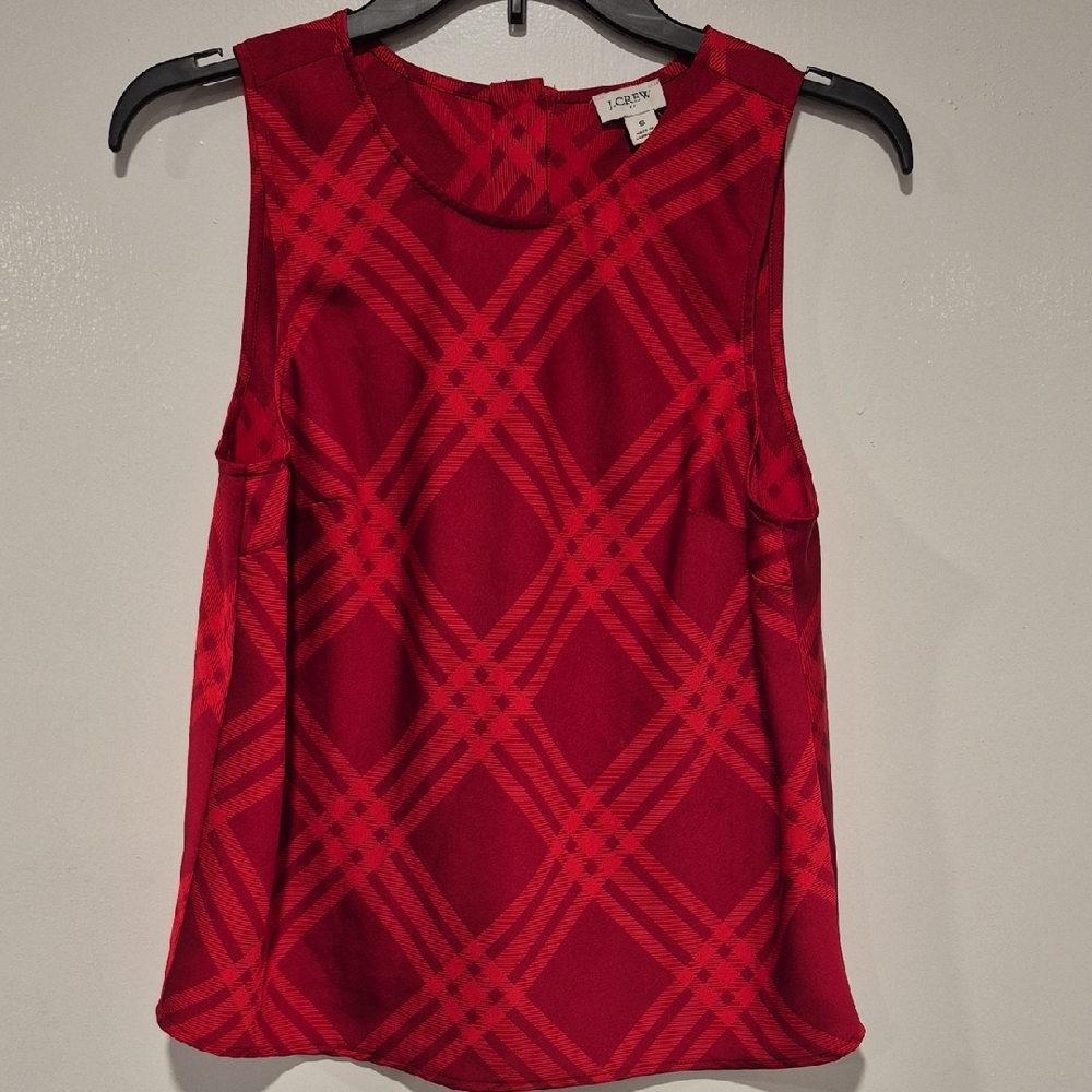 J. Crew Red Plaid Sleeveless Blouse